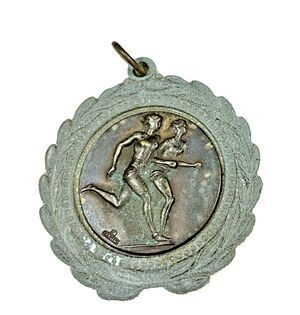 Antique Women's 1926 SIAA Track & Field Running Medal Racing w/ Laurel Wreath